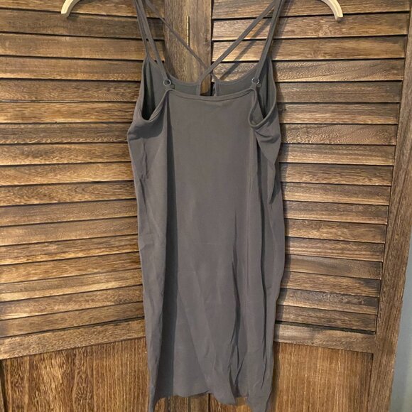 C'est Moi Bamboo Cross Front Cami Slip Dress Khaki - Picture 3 of 4